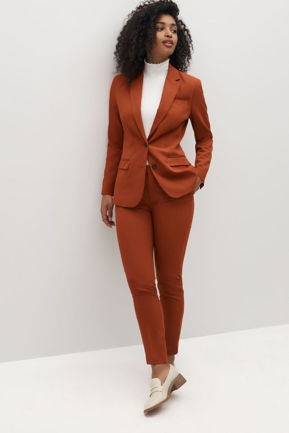 a woman wearing a Tailored Suit
