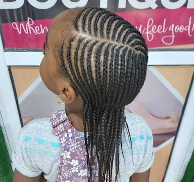 Side parting weaving on cornrows