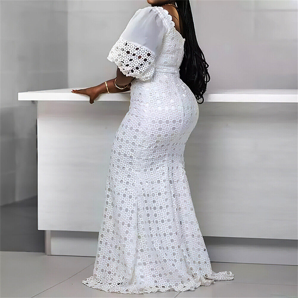 White maxi lace dress