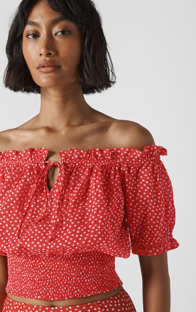 Bardot neckline top