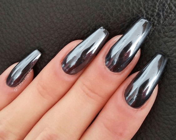 black chrome nails