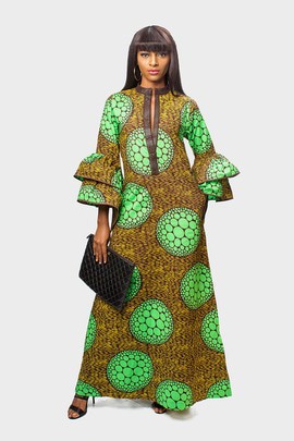double layered bell sleeve african dress,,