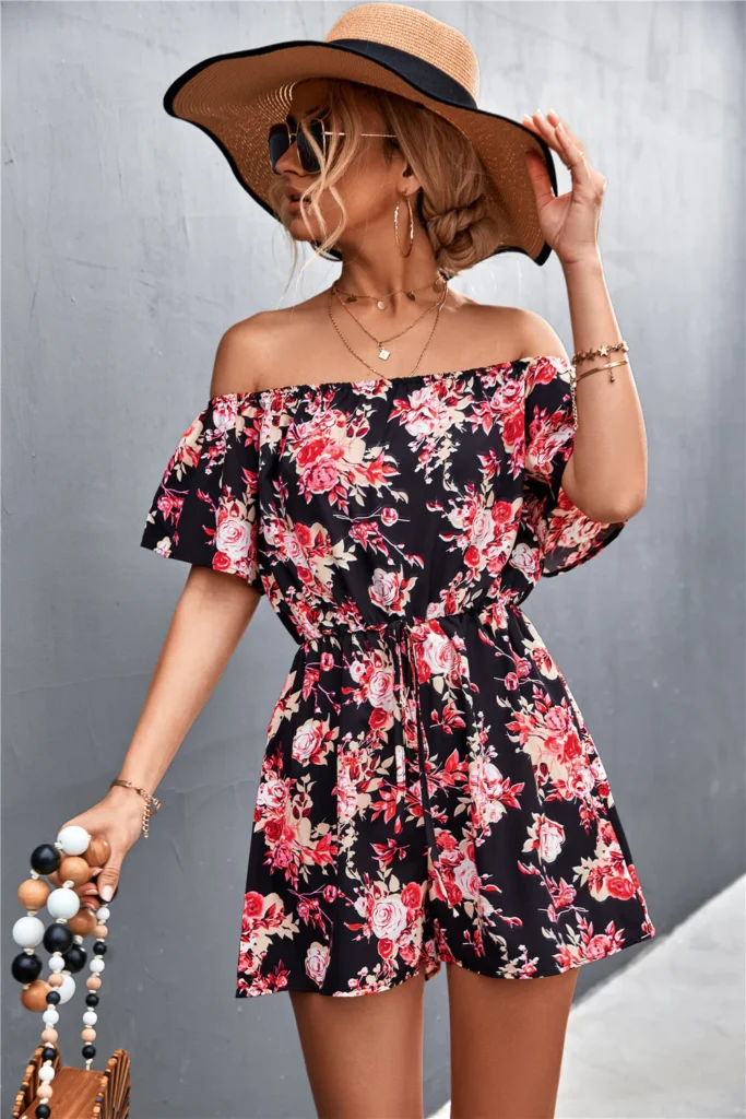 off shoulder flowered chiffon gown styles