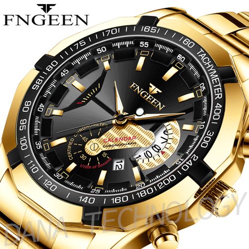 Fngeen 05 Calendar Sporty Waterproof Quartz Watch/Black