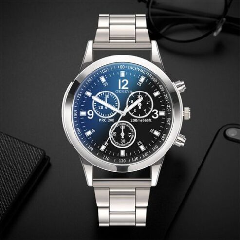 MenWatch Fashion Watches Wristwatch Gift For Male-Silver Black