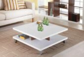 Double-Deck White-Brown Center Table Coffee Table Furniture