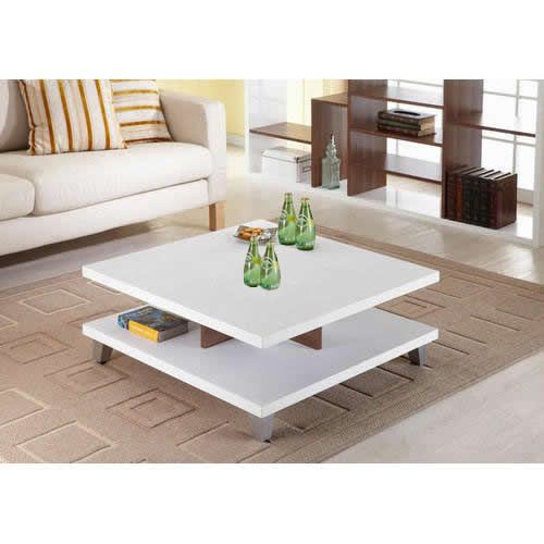 Double-Deck White-Brown Center Table Coffee Table Furniture