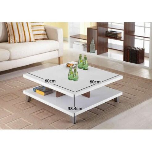 Double-Deck White-Brown Center Table Coffee Table Furniture