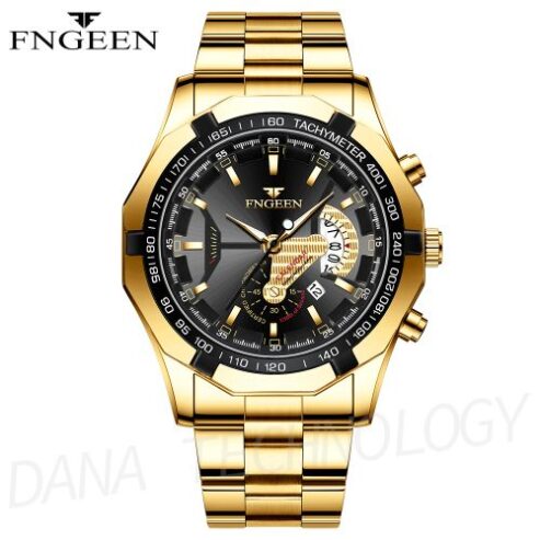 Fngeen 05 Calendar Sporty Waterproof Quartz Watch/Black