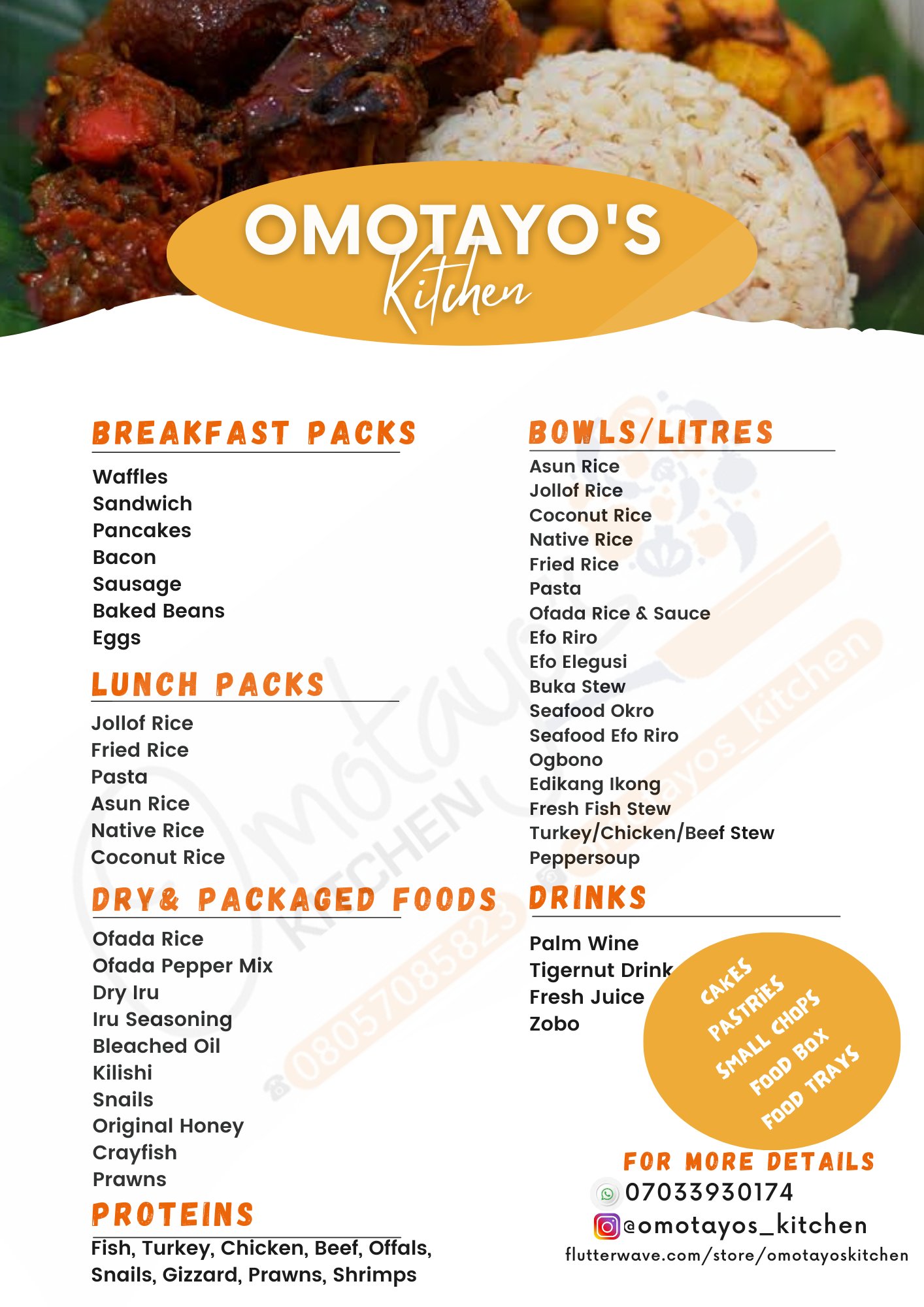 3 litres ofada rice, 4 litrs sauce and snails