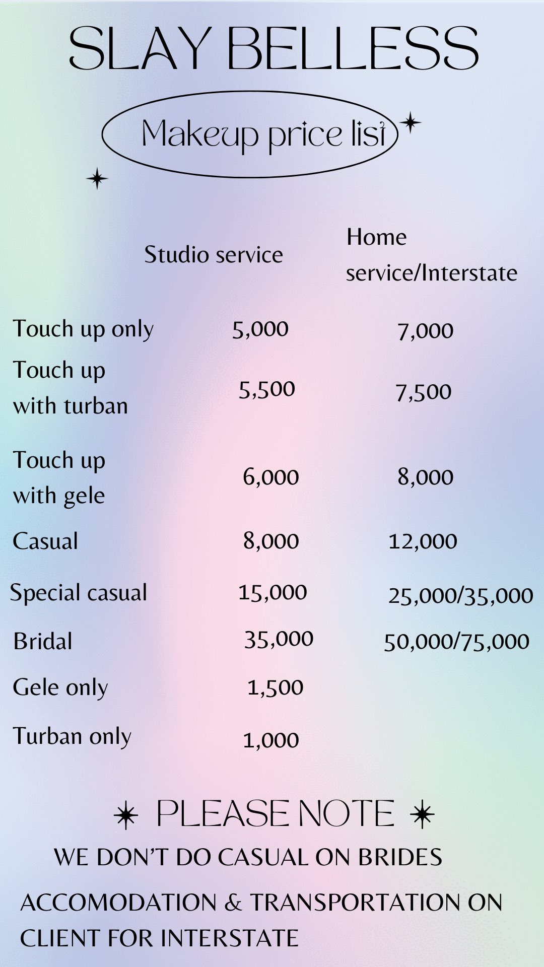 Hair and skin dressing services