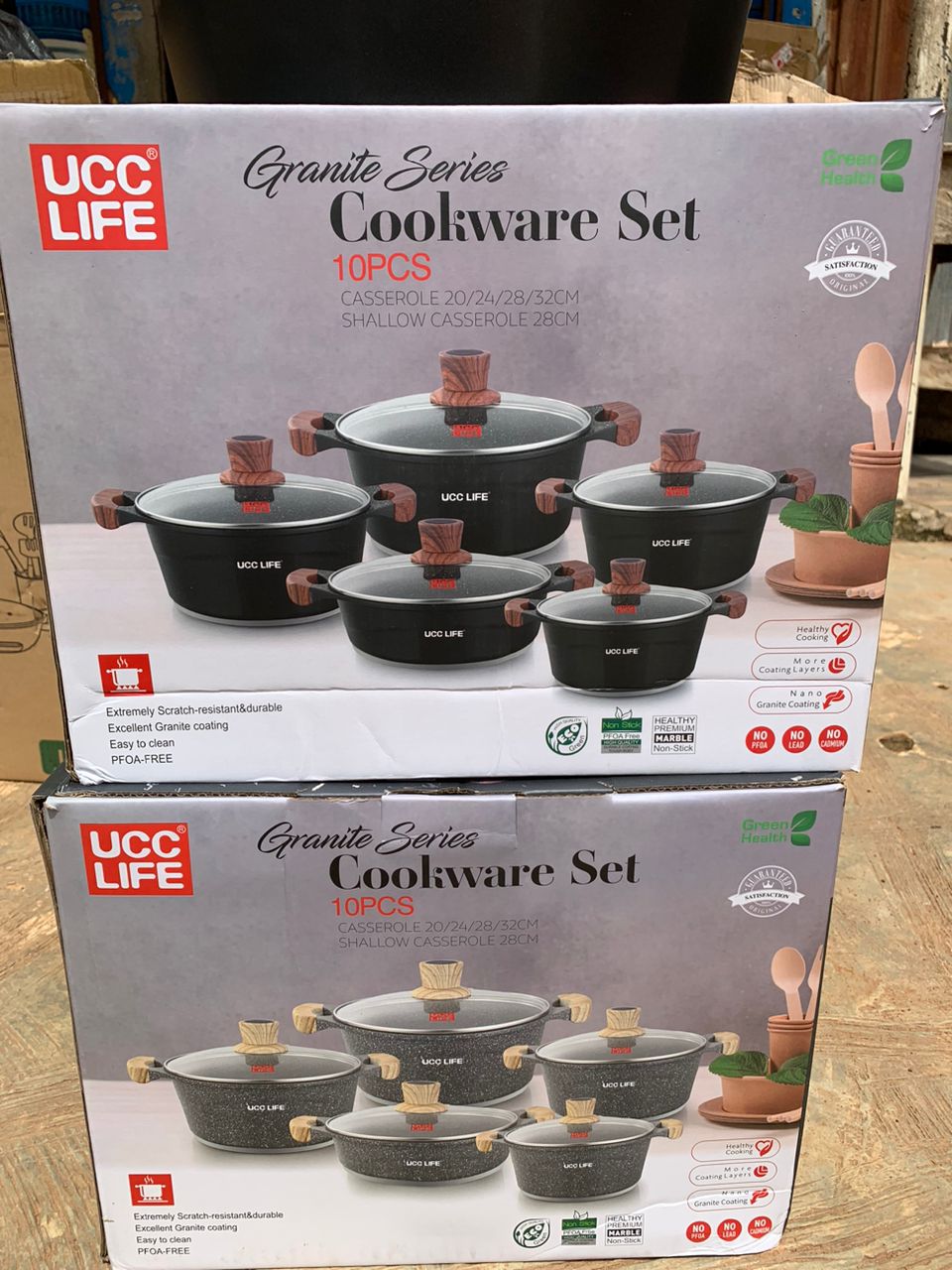 Yz57…granite pot 15pcs cookware size 16 to 32cm respectively, Yz62…..21pcs high quality granite pot 22 to30cm. Yz55….10pcs granite cookware set sizes 22 to 32cm respectively