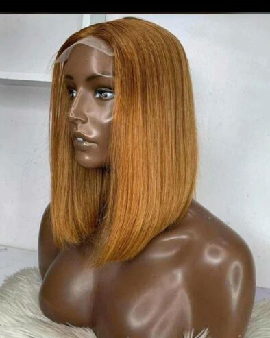 12” gold bob wig (human hair )