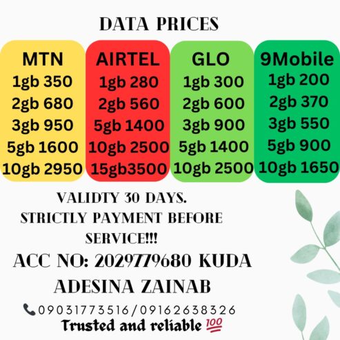 Airtime and data subscription