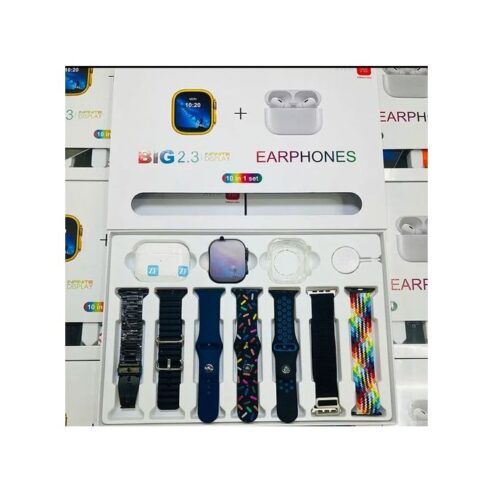 I20 Ultra Smart Watch 10 In 1 Set With Earpod 7 Different Straps Watch Pouch