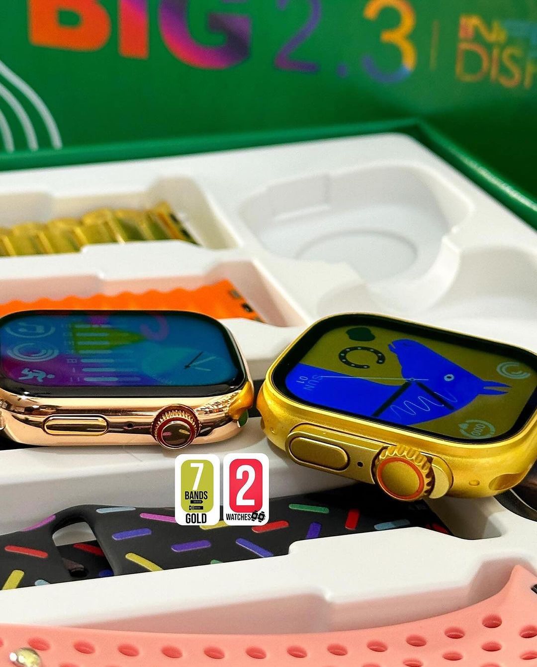 i50 Ultra Suit Max Big dual Watch 9 Ultra SmartWatches 11 in 1 set many straps wireless charger