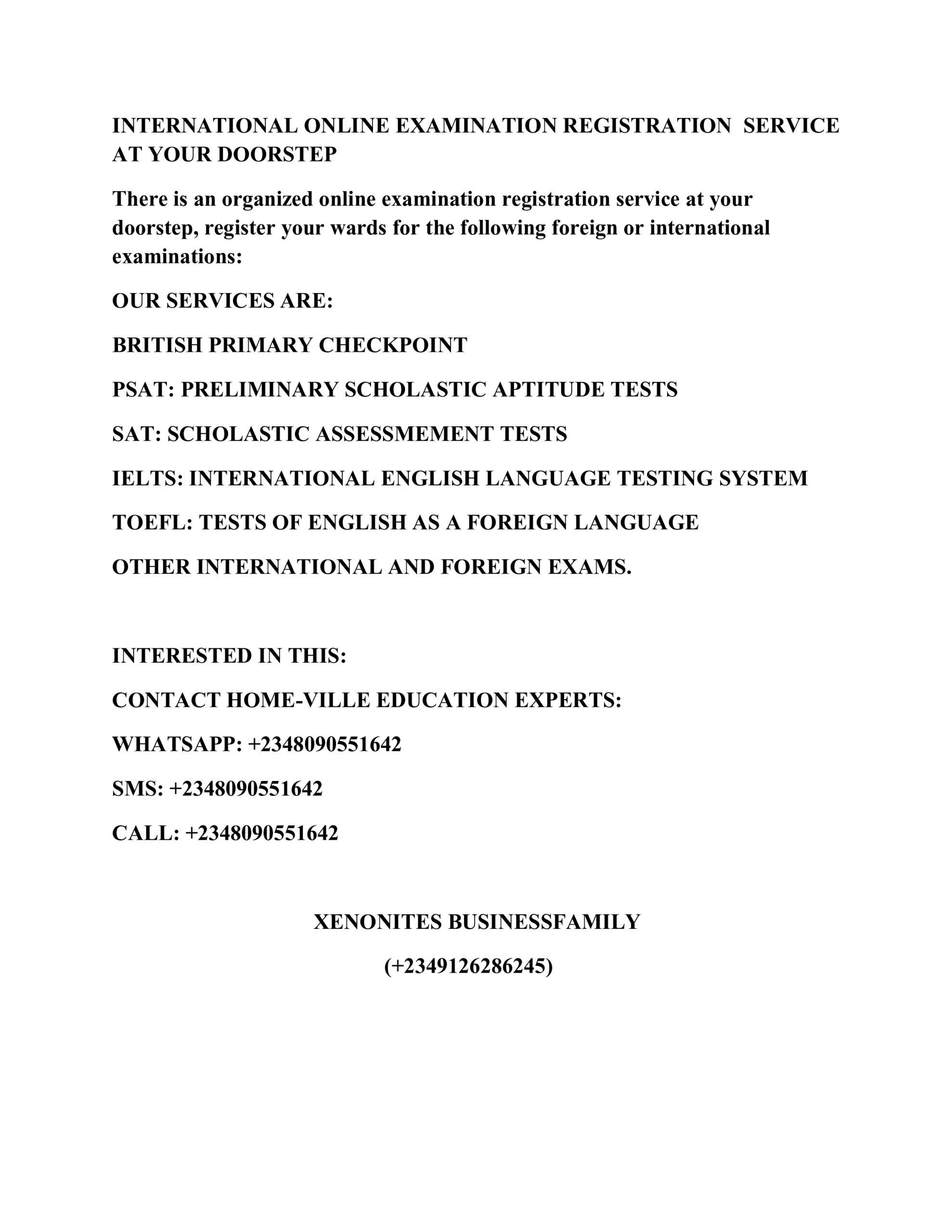 ONLINE REGISTRATION FOR FOREIGN (INTERNATIONAL) EXAMINATIONS