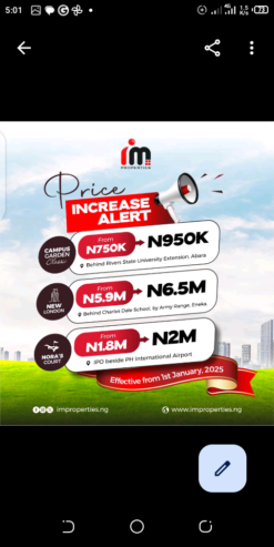 BUY LAND FROM IM PROPERTIES AND PAY SMALL SMALL WITHOUT STRESS